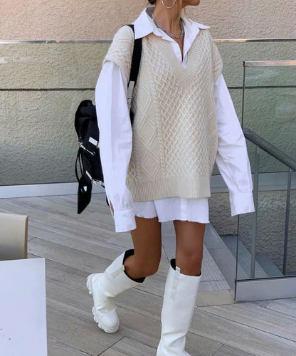 Knit V-neck Vest Sweaters Camis Tank Tops
