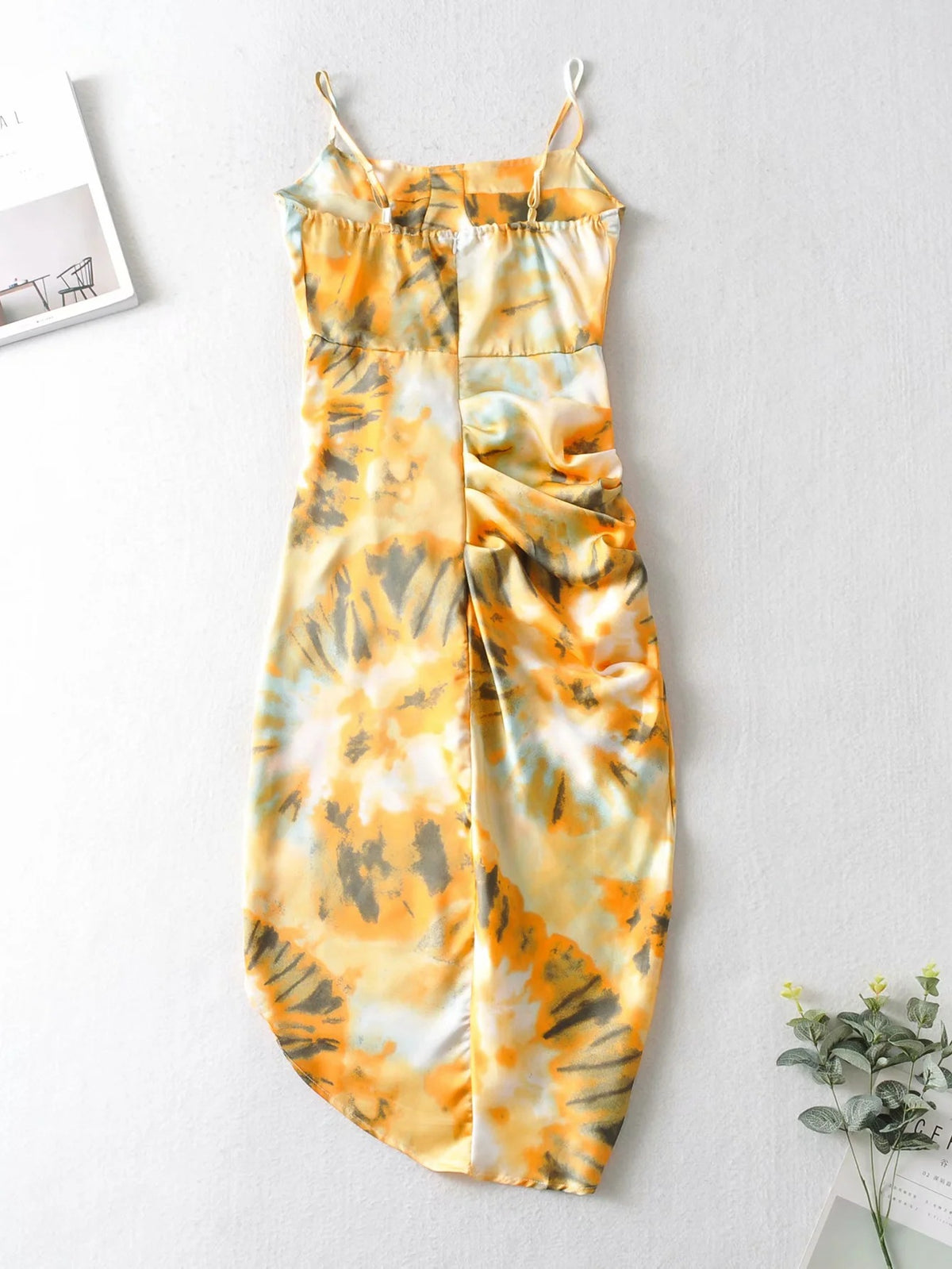 Tie Dye Vintage Irregular Hem Floral Bodycon Party Midi Dresses