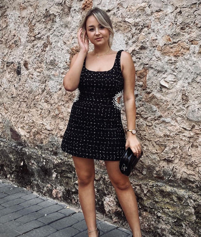 Fashion Party Beads Decoration Bodycon Mini Dresses