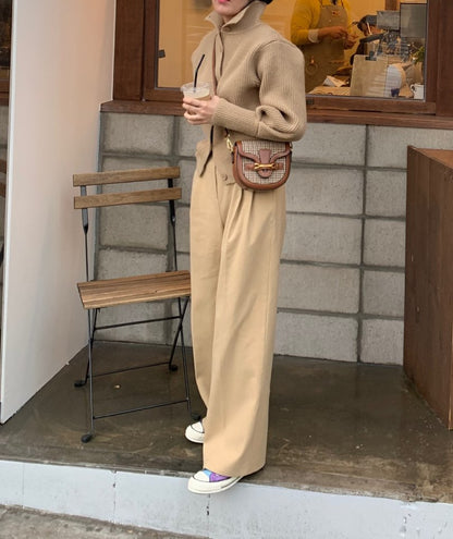 Single-breasted Vintage Lapel Sweater Outerwear