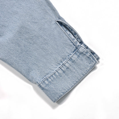 Casual One Shoulder Botton Collar Denim Shirt Blouses