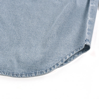 Casual One Shoulder Botton Collar Denim Shirt Blouses