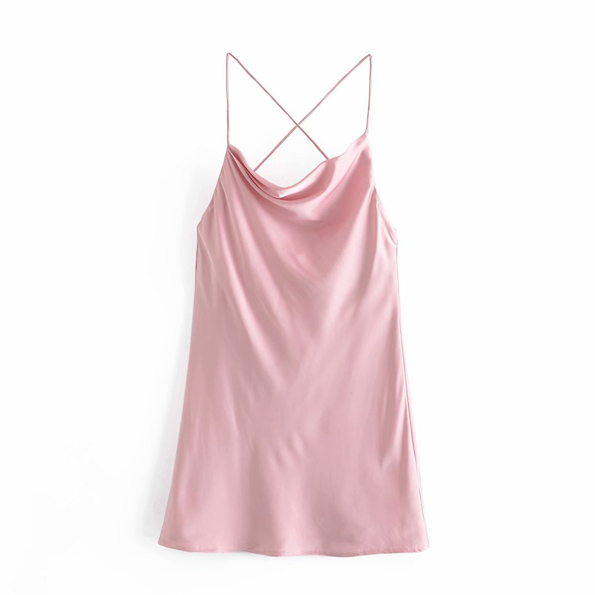 Pink Silk Satin Backless Party Mini Dresses
