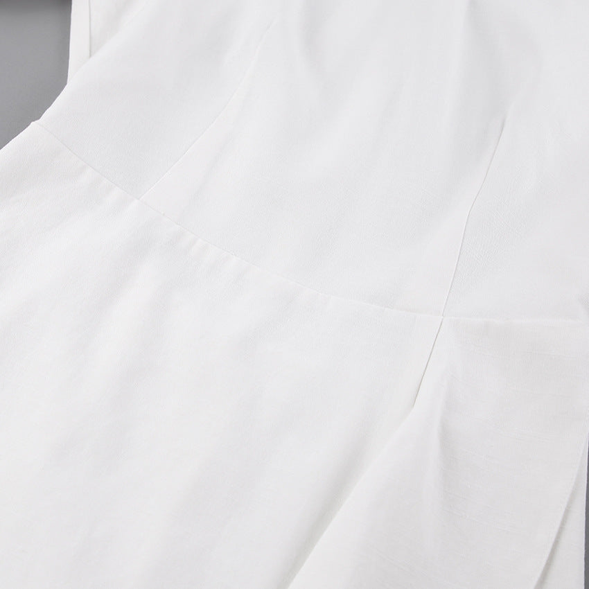 Lantern Bubbles Sleeve Ruffles Hem Backless Party Mini Dresses