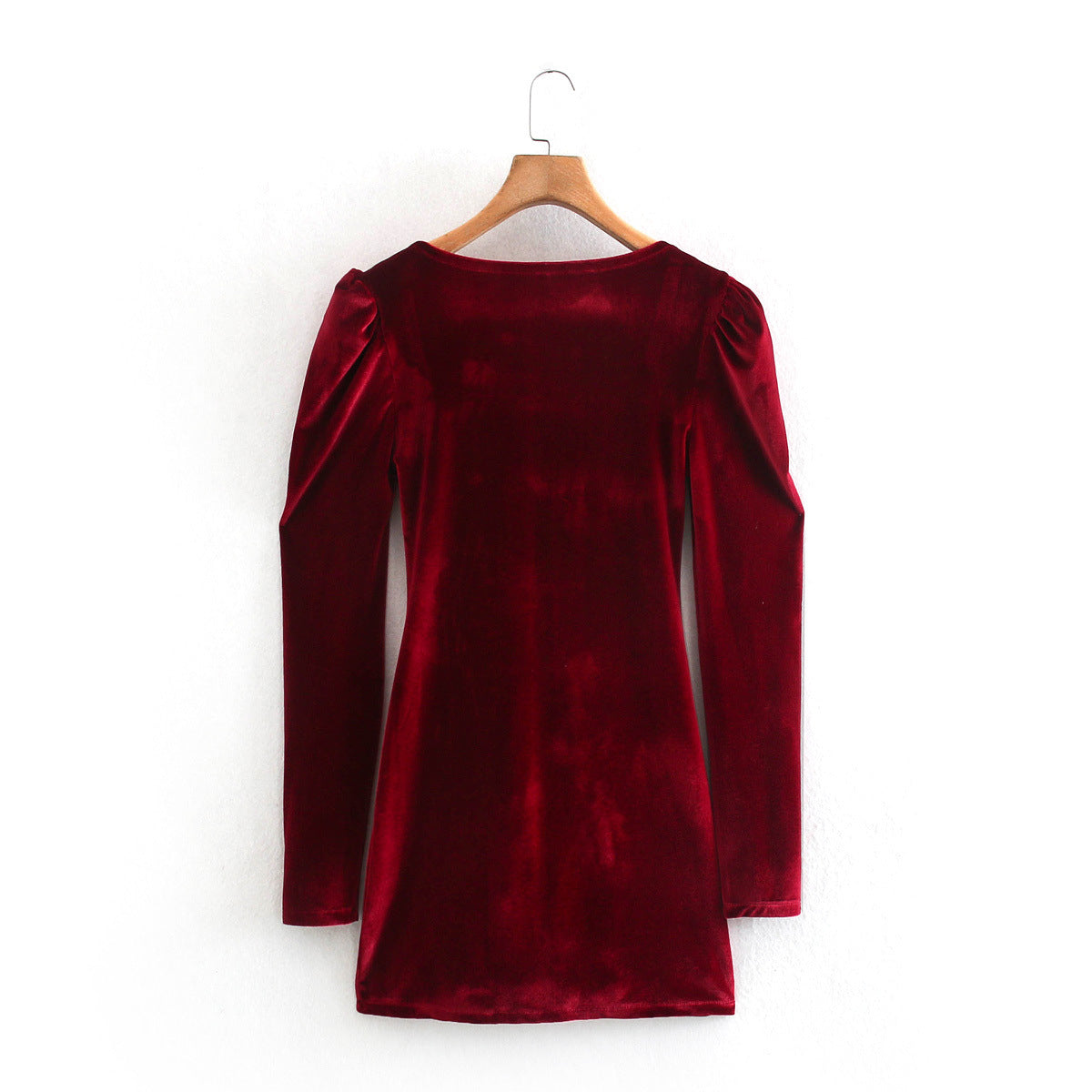 Red Square Collar Vintage Velvet Party Bodycon Mini Dresses