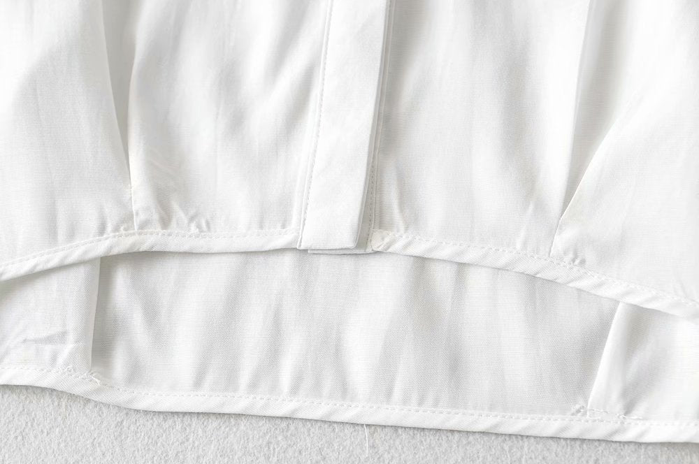 Elegant Flared Sleeve Mandarin High Collar Shirts Crop Tops