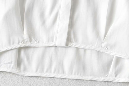 Elegant Flared Sleeve Mandarin High Collar Shirts Crop Tops