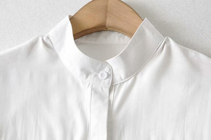 Elegant Flared Sleeve Mandarin High Collar Shirts Crop Tops