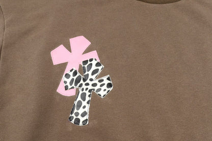 Round Neck Floral Printed Shirts Blouses Sweatshirts