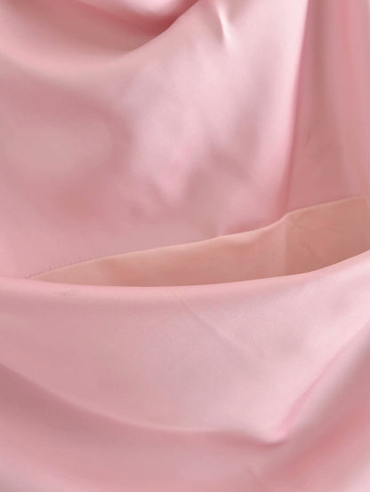 Pink Silk Satin Backless Party Mini Dresses