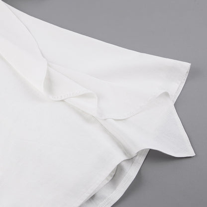 Lantern Bubbles Sleeve Ruffles Hem Backless Party Mini Dresses