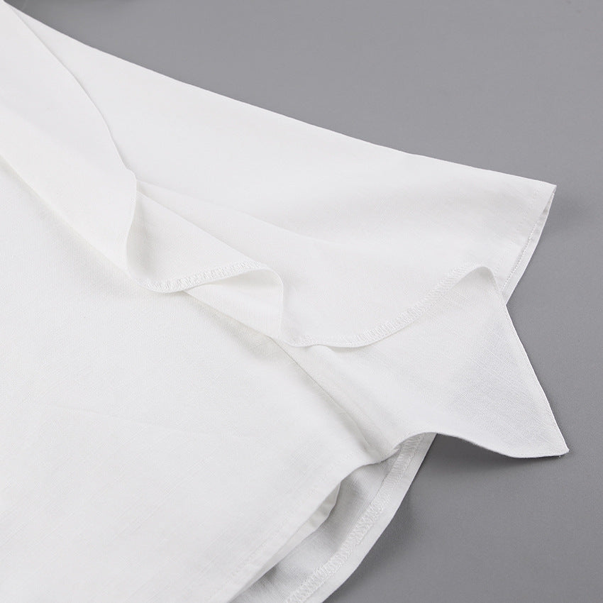 Lantern Bubbles Sleeve Ruffles Hem Backless Party Mini Dresses