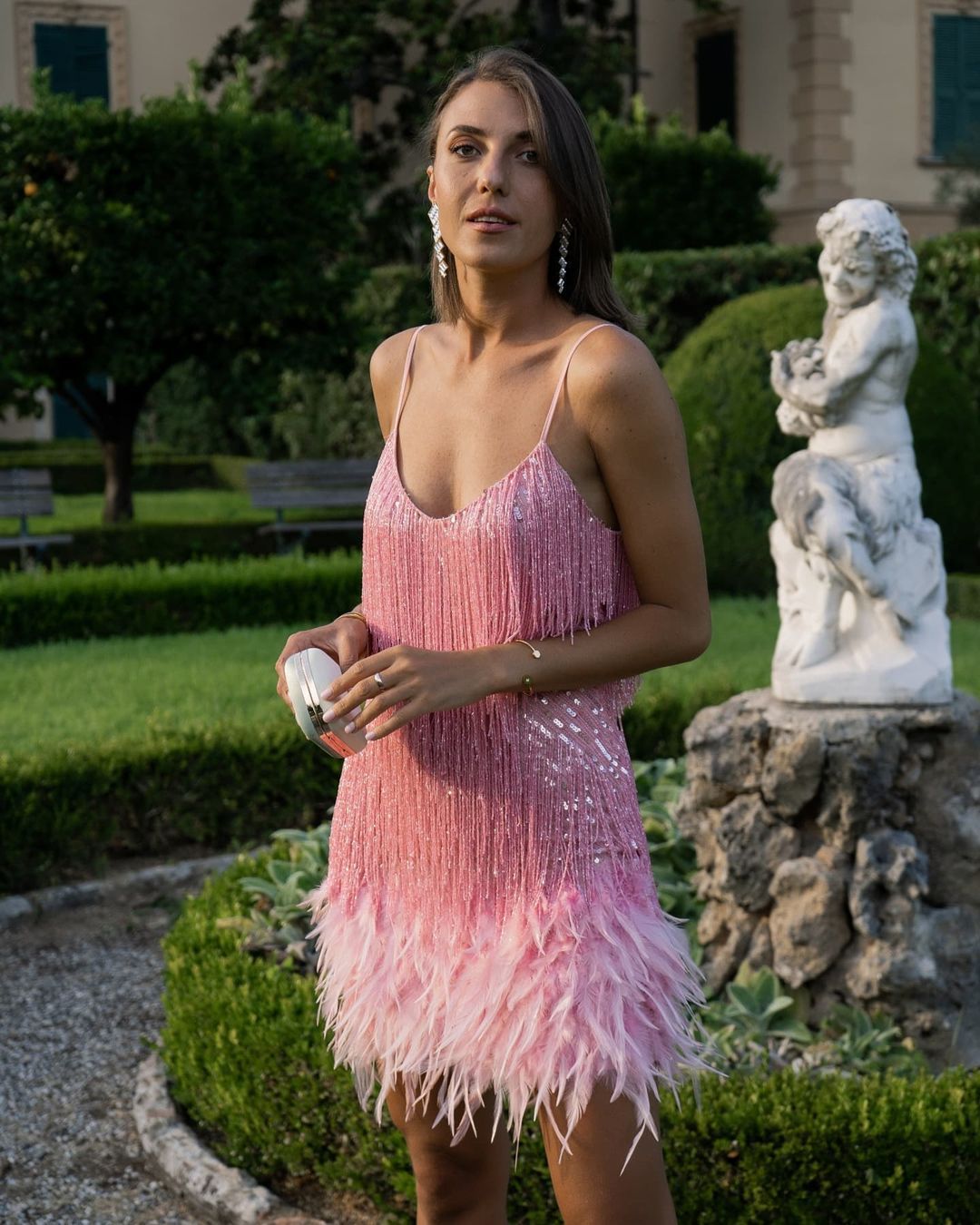 Backless Tassel Feather Sequins Party Mini Dresses