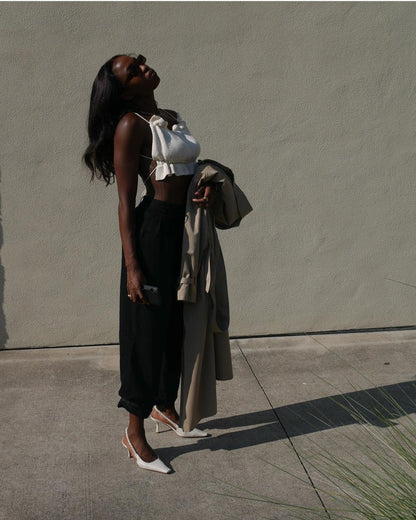 Backless Lace-up Knit Sweaters Ruffle Camis Tank Crop Tops