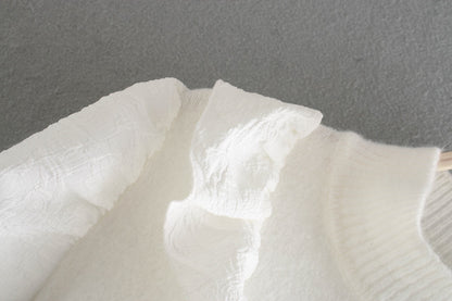 Elastic Sleeve Ruffled High-collared Laminated Sweaters Blouses