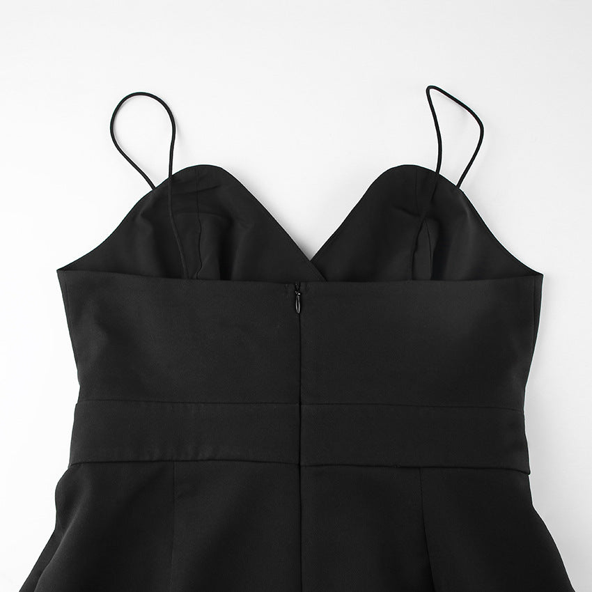 Party Backless Pocket Zipper Wide-leg Jumpsuits