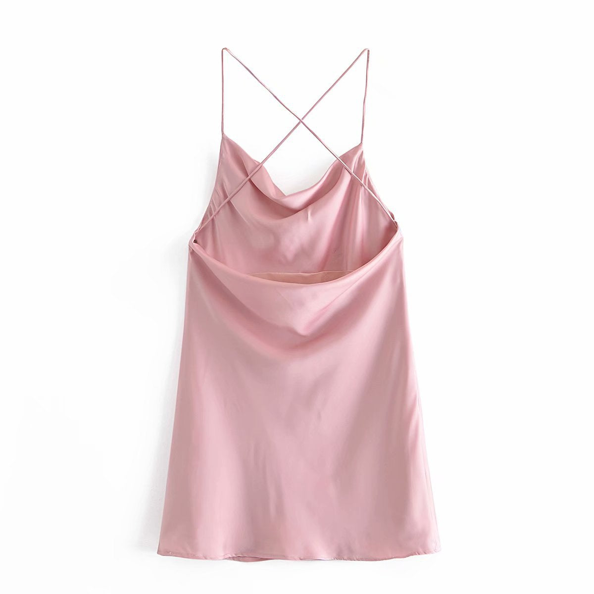 Pink Silk Satin Backless Party Mini Dresses