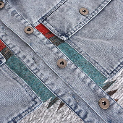 Casual Pile Collar Painting Tassel Denim Jacket Outerwear Cardigans
