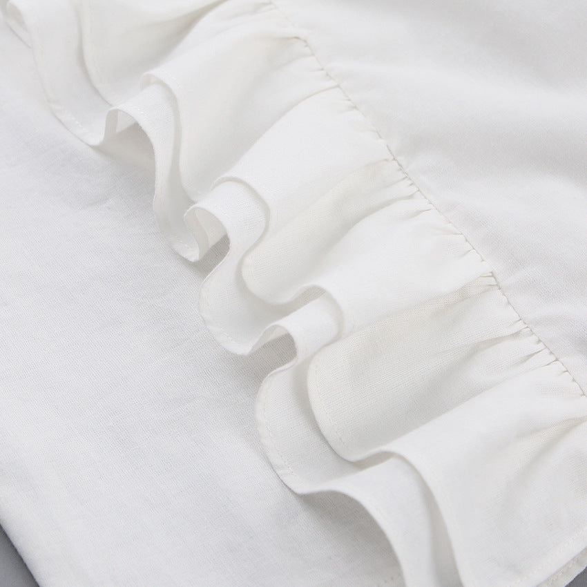Square Collar Ruffled Lantern Sleeve Shirts Blouses