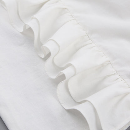 Square Collar Ruffled Lantern Sleeve Shirts Blouses