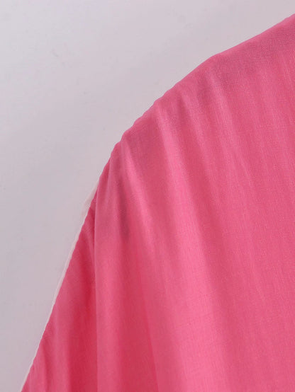 Splicing Shirred Frill Ruffles Sleeve Shirts Mini Dresses