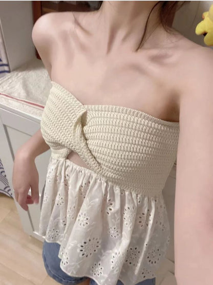 Floral Embroidery Knit Sweaters Blouses Tops
