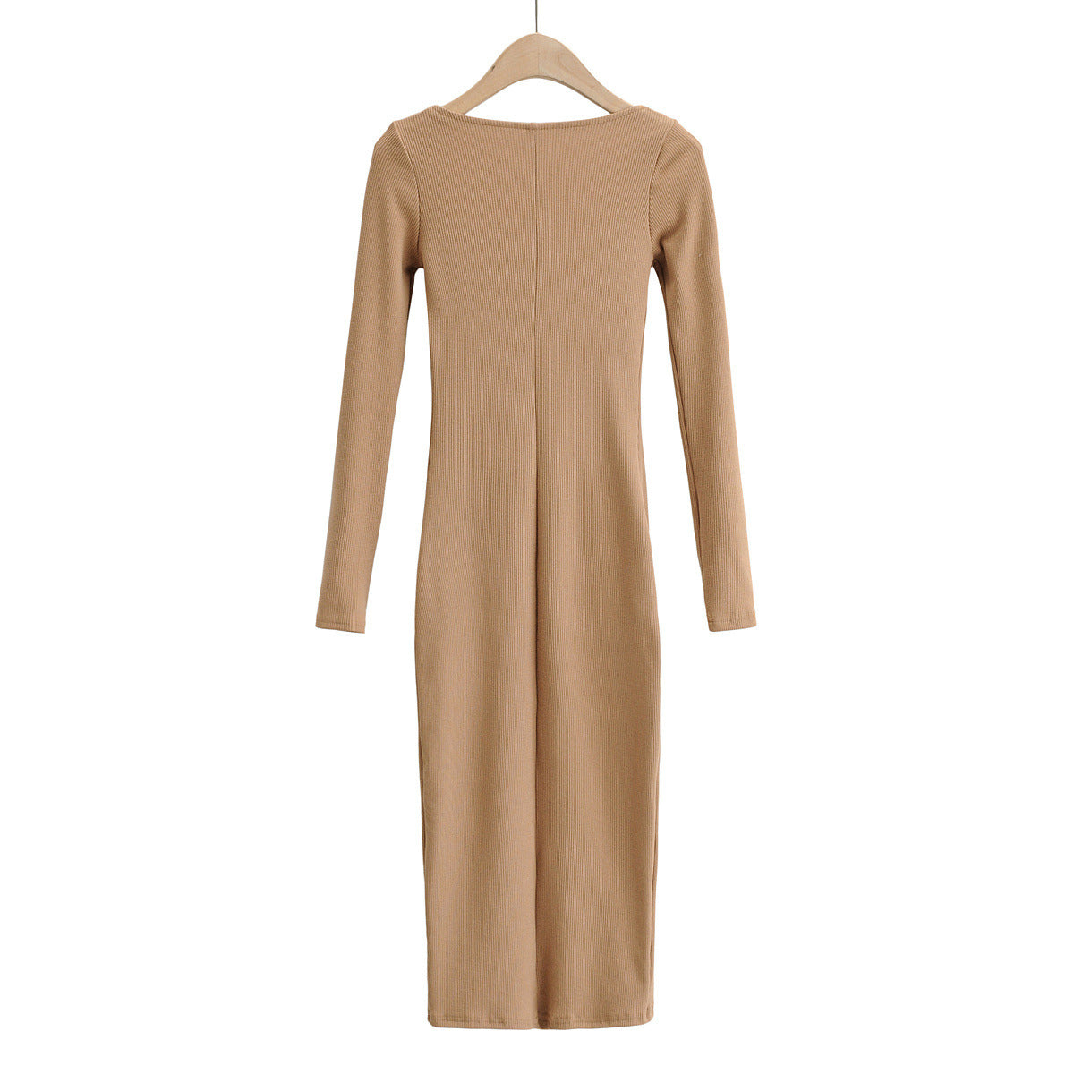 Vintage Square Collar Knit Sweater Midi Dresses