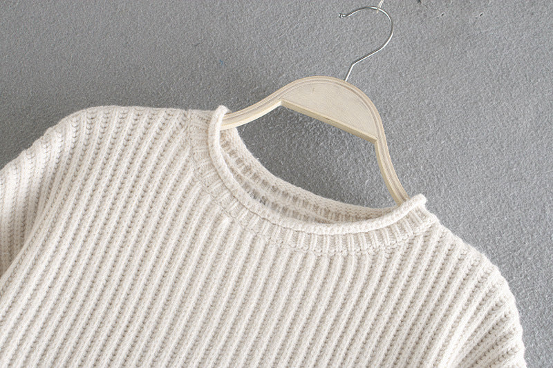 Knit Tassel Round Neck Irregular Hem Sweaters Blouses