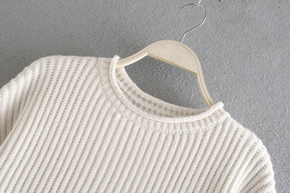 Knit Tassel Round Neck Irregular Hem Sweaters Blouses