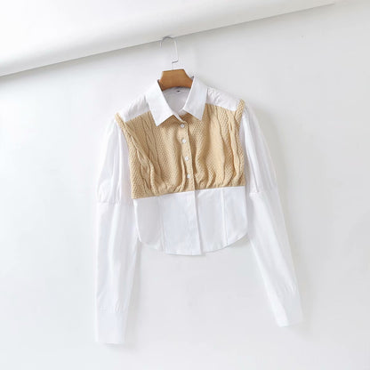 Vintage Lantern Sleeve Knit Single-breasted Shirts Sweaters