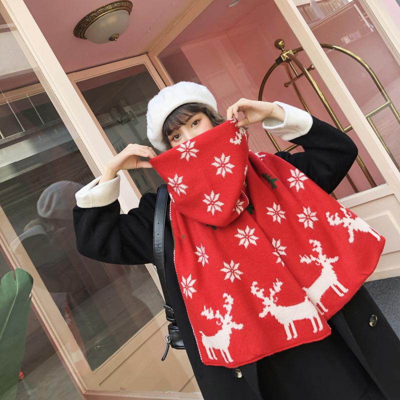 Merry Christmas Elk Long Scarf Casual Travel Warm Scarves Shawls