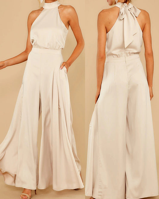 Halter Off-shoulder Dressy Jumpsuit Sleeveless Rompers
