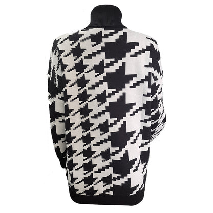 Geometric Shape Houndstooth Knit Vintage Sweater