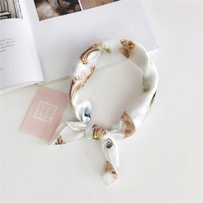 Floral Print Silk Small Square Scarf for Women - 40 Colors