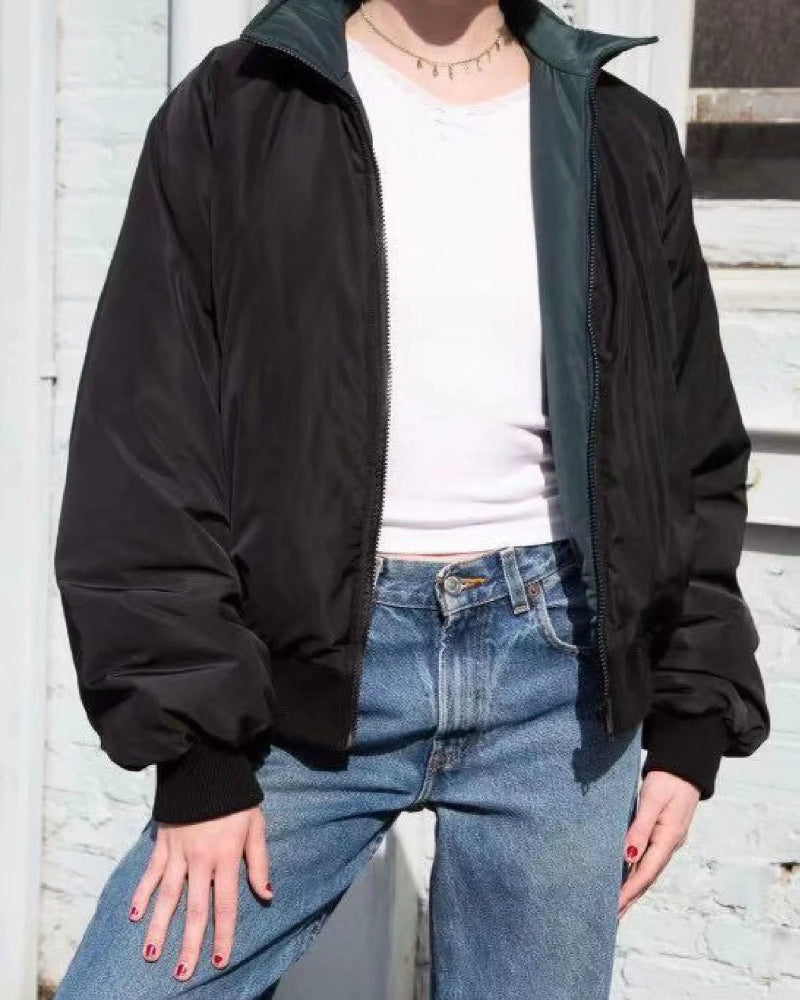 Reversible Stand Collar Cotton Outerwear