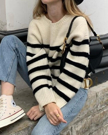 Horizontal Stripes Pit Striped Knit Sweater