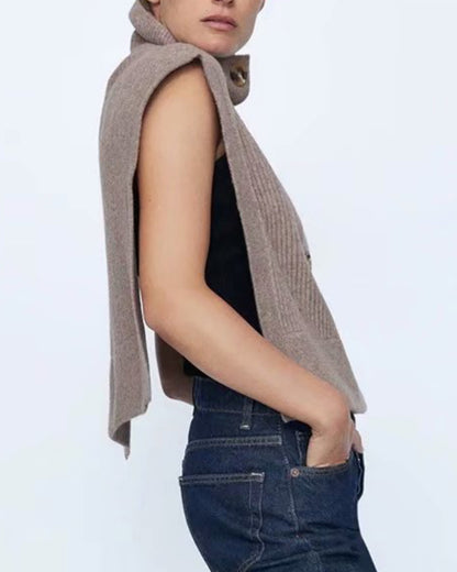 Knit Vest High-collared Sweaters Camis Tank Tops Shirts Capes
