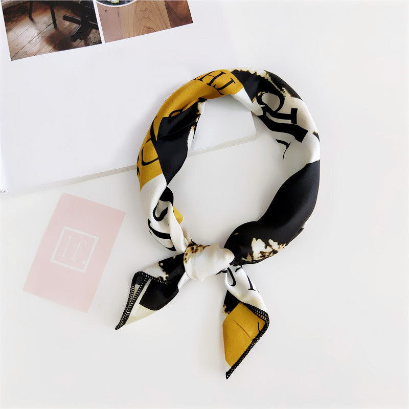 Floral Print Silk Small Square Scarf for Women - 40 Colors