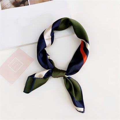 Floral Print Silk Small Square Scarf for Women - 40 Colors