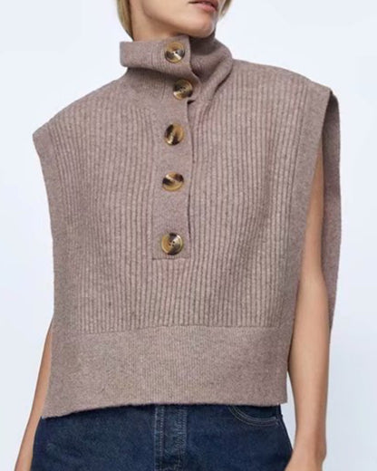 Knit Vest High-collared Sweaters Camis Tank Tops Shirts Capes