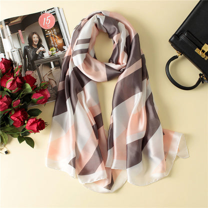 Colorful Stripes Silk Scarf Shawl Wrap for Women Ladies Girls 90x180