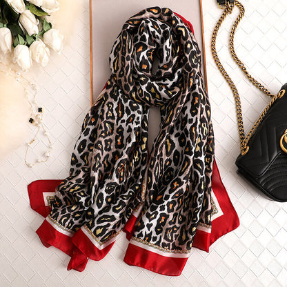Leopard Print Silkly Scarf for Women Scarves Women