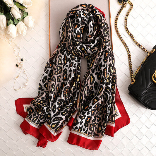 Leopard Print Silkly Scarf for Women Scarves Women
