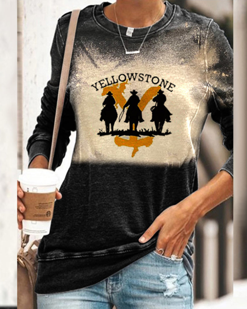 Round Neck Floral Printed T-Shirts Blouses Sweatshirts