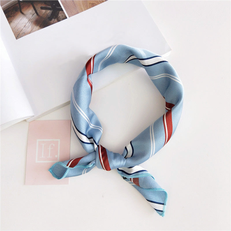 Floral Print Silk Small Square Scarf for Women - 40 Colors