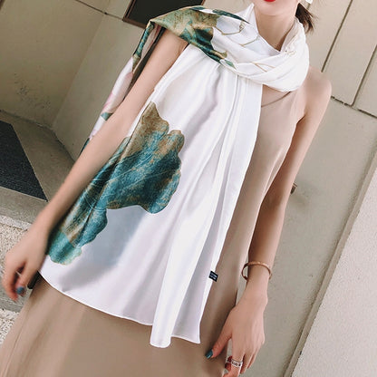 Elegant Fashion Lotus Flower Silk Scarf Shawl Wrap for Women Ladies Girls 90x180