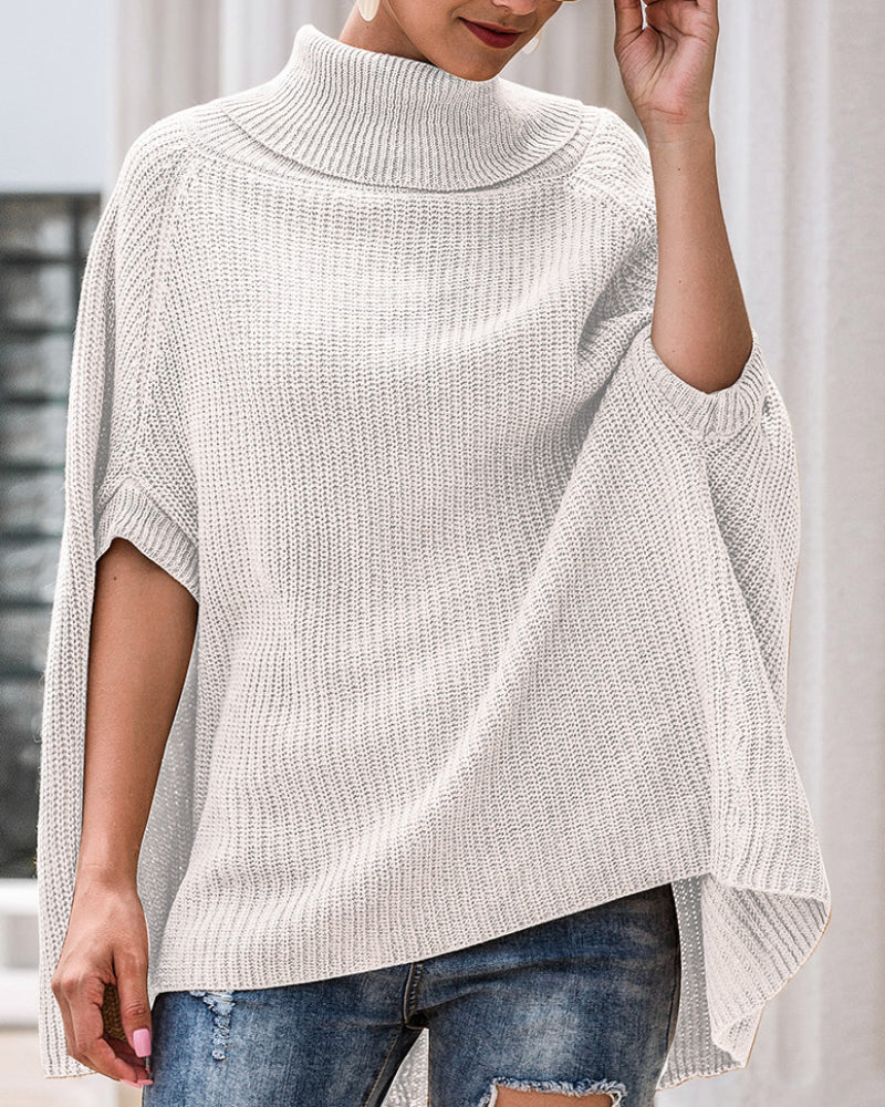 Hollow-out High-collared Capes Sweaters Outerwear