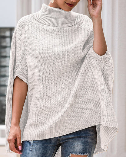 Hollow-out High-collared Capes Sweaters Outerwear