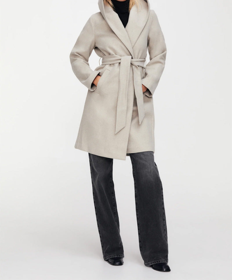 Hooded Lace-up Pile Collar Outerwear