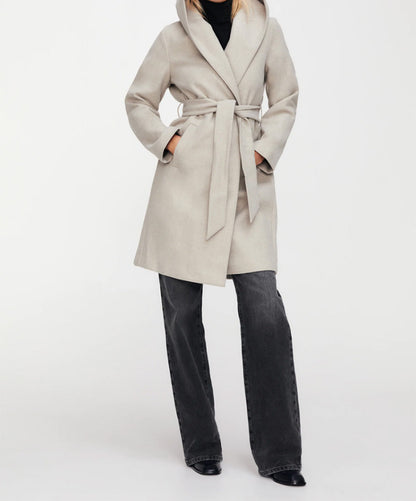 Hooded Lace-up Pile Collar Outerwear